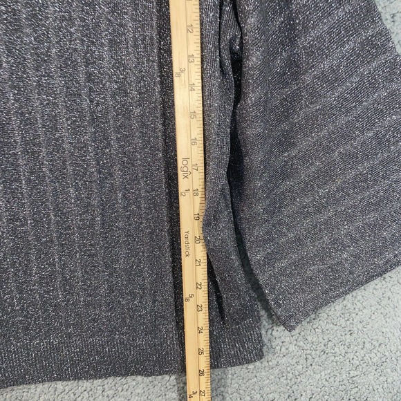 Chico's Top Womens 2 Gray Glitter V Neck Knit Batwing Sleeve Casual Blouse - Picture 4 of 11